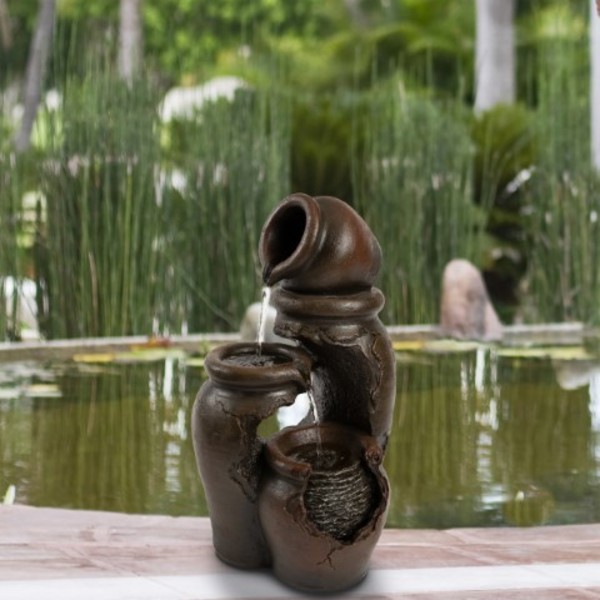 Nature Spring Nature Spring 3 Clay Pot Outdoor Water Fountain 117300UNM